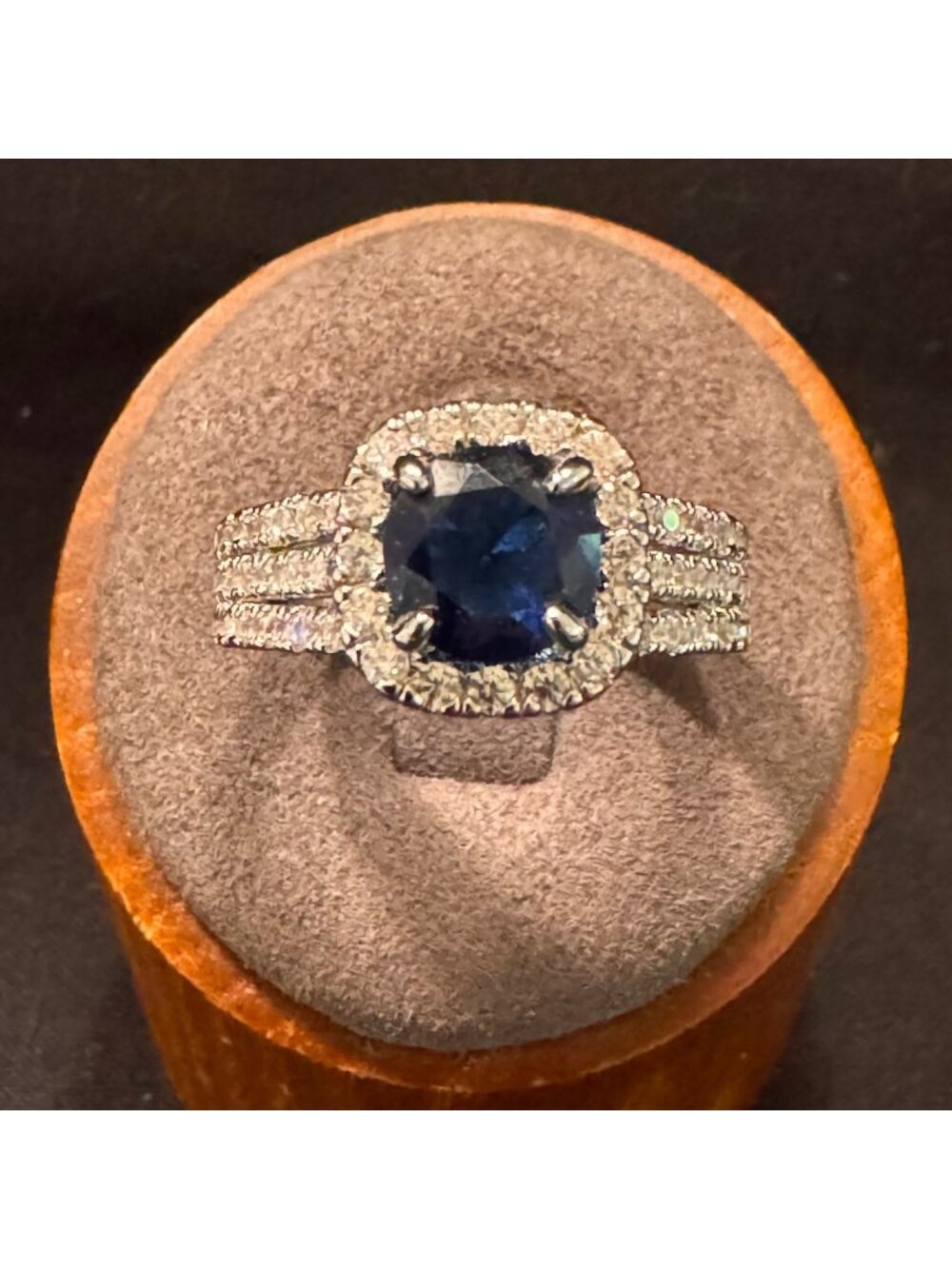 Sterling Silver 925 Synthetic Blue & White Sapphire Prong Set Ring Size 10